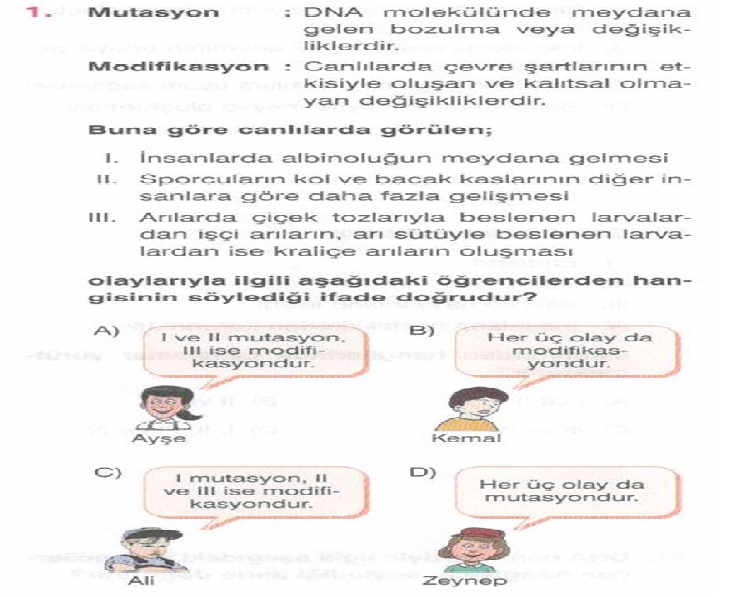 Mutasyon Modifikasyon Adaptasyon Test2 Referansli Ogrenciden Ozel Ders